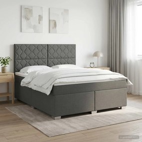 vidaXL Κρεβάτι box spring με στρώμα Σκούρο Γκρι 140 x 200 cm Ύφασμα