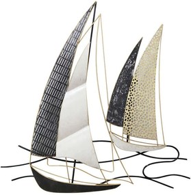 Διακοσμητικό Τοίχου Καραβάκια 15-00-21401 80,7x80x5,5cm Multi Marhome Μέταλλο
