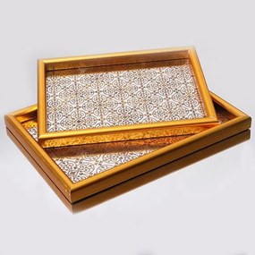 S/2 ΔΙΣΚΟΙ ΠΟΛΥΡΕΣΙΝ ΜΕ ΓΥΑΛΙ ΧΡΥΣΟΙ 40x30x2.8 / 35x28x2.8cm|752-16058