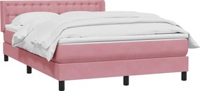 vidaXL Box Spring κρεβάτι με στρώμα ροζ 160x220 cm Βελούδινο