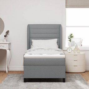 vidaXL κρεβάτι Box Spring  με στρώμα σε ανοιχτό γκρι, 80x200 εκ., ύφασμα