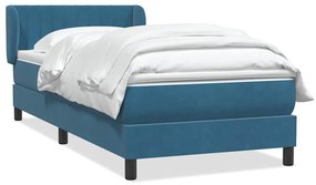 vidaXL Κρεβάτι Boxspring με Στρώμα Σκούρο Μπλε 80x220 εκ. Βελούδινο