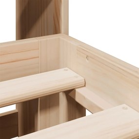 Κρεβάτι Βιβλιοθήκη Χωρίς Στρώμα 120x200 εκ Μασίφ Ξύλο Πεύκο - Καφέ