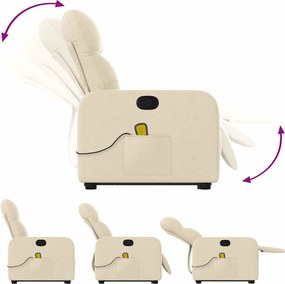 vidaXL Πολυθρόνα Μασάζ Ανακλινόμενη με Ανύψωση Κρεμ Υφασμάτινη