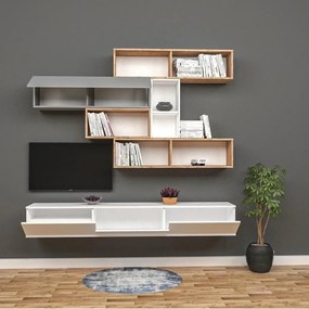 Stewehome Έπιπλο τηλεόρασης με ράφι από mdf Λευκό 70x24x10 cm