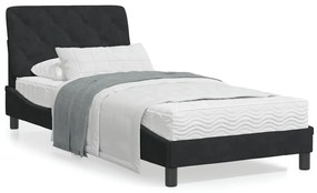 Κρεβάτι με Στρώμα Μαύρο 90x200 εκ. Βελούδινο