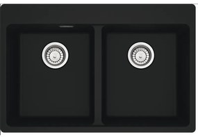 Franke MRG 620-34-34 Ένθετος Γρανιτένιος Νεροχύτης με απλή βαλβίδα 80cm Matt Black