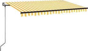 vidaXL Αναδιπλούμενη τέντα Κίτρινο και Λευκό 400 x 350 εκ Πολυεστέρας