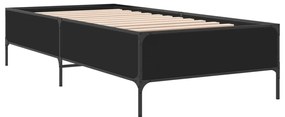 vidaXL Πλαίσιο Κρεβατιού Μαύρο 100x200 εκ. Επεξ. Ξύλο &amp; Μέταλλο