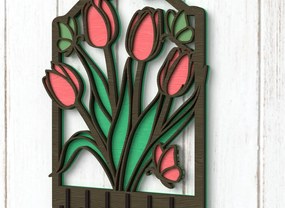 Σετ των 3 Intra απο ξύλο plywood 3mm-4mm πάχος – Μπρελόκ Tulip Δίασταση 5x5 cm INTRAFABR-112380021