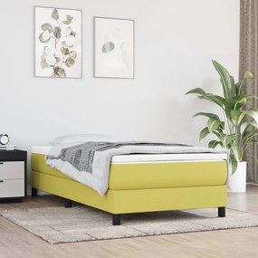 vidaXL Κρεβάτι Boxspring με Στρώμα Πράσινο 100 x 200 εκ. Υφασμάτινο