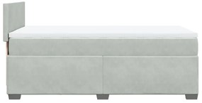 vidaXL Κρεβάτι Boxspring με Στρώμα Ανοιχτό Γκρι 80x200 εκ. Βελούδινο