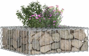 vidaXL Ανασηκωμένο κρεβάτι gabion Ασημί