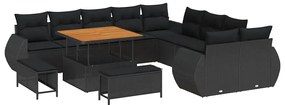 vidaXL Σετ Καναπέ Κήπου 13 pcs Μαύρο συνθετικό ρατάν