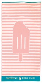 Πετσέτα Θαλάσσης Βαμβακερή 70x140εκ. Beach Towels 3892 Ροζ-Τυρκουάζ-Λευκή Greenwich Polo Club Junior