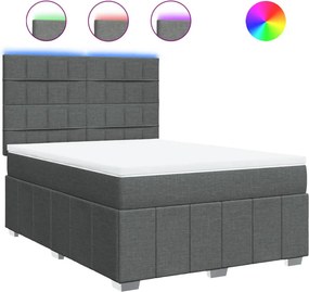 vidaXL Κρεβάτι Boxspring με Στρώμα Σκούρο Γκρι 140x190 εκ. Υφασμάτινο