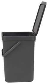 Κάδος διαχωρισμού απορριμμάτων Brabantia Sort&Go 647670, 12 l, Χειρολαβή, Επιτοίχιος, Σκούρο γκρι