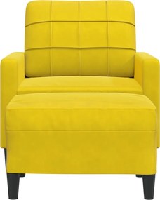 vidaXL Πολυθρόνα Κίτρινη 60 εκ. Βελούδινη με Υποπόδιο