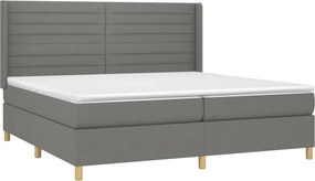 vidaXL Κρεβάτι Boxspring με Στρώμα &amp; LED Σκ.Γκρι 200x200εκ. Υφασμάτινο