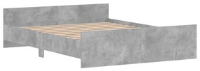vidaXL Πλαίσιο Κρεβατιού με Κεφαλάρι/Ποδαρικό Γκρι Σκυροδεμ. 150x200εκ