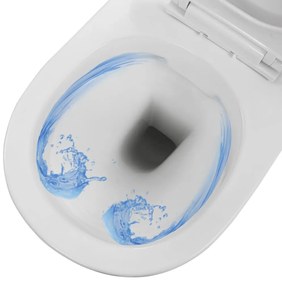 vidaXL Λεκάνη Τουαλέτας Επιτοίχια/Κρεμαστή Χωρίς Χείλος Λευκή Κεραμική