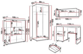 Σετ επίπλων Providence B156 Χρυσή βελανιδία, 200x52cm, 143 kg, Χρυσή βελανιδία, Επεξεργασμένο γυαλί, Πλαστικοποιημένη μοριοσανίδα, Στυλ: Μοντέρνο