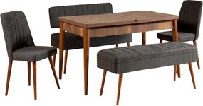Extendable Dining Table &amp; Chairs Set (5 Pieces) Vina 1053 - 4 - Anthracite, Walnut Walnut
Anthracite