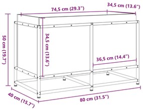 Ζαρντινιέρα Λευκή 80x40x50 εκ από Μασίφ Ξύλο Πεύκου - Καφέ