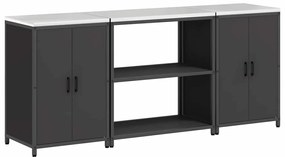vidaXL Σετ Αποθήκευσης Κουζίνας με ράφι 3 pcs Μαύρο 210 x 50 x 92 εκ