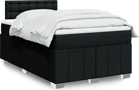 vidaXL Κρεβάτι Boxspring με Στρώμα Μαύρο 120x200 εκ. Υφασμάτινο