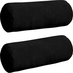 vidaXL Μαξιλάρια Στήριγμα 2 pcs Μαύρο Ø 15 x 40 εκ Ύφασμα Μικροΐνας