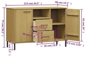 Μπουφές OSLO Καφέ 113x40x77 εκ. Μασίφ Ξύλο με Μεταλλικά Πόδια - Καφέ