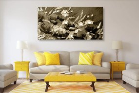 Εικόνα παπαρούνες σε ένα χωράφι σε σέπια - 120x60