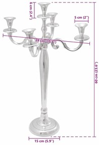 vidaXL Κηροπήγιο Ασημί 39 x 39 x 60 εκ. Αλουμίνιο