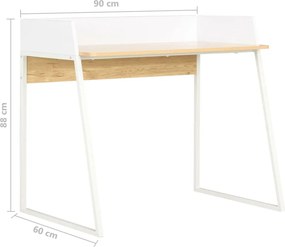 vidaXL Γραφείο Λευκό / Χρώμα Δρυός 90 x 60 x 88 εκ.