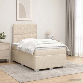 vidaXL Κρεβάτι box spring με στρώμα Κρεμ 120 x 200 cm Ύφασμα