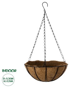 GloboStar® Artificial Garden SALAMINA 20480 Κρεμαστό Κασπώ Γλάστρα - Flower Pot από Φλοιό Καρύδας Καφέ Φ30cm x Υ15cm