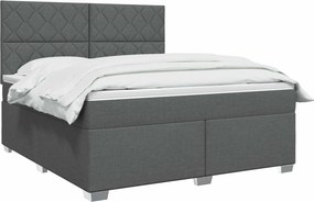 vidaXL Κρεβάτι box spring με στρώμα Σκούρο Γκρι 180 x 200 cm Ύφασμα