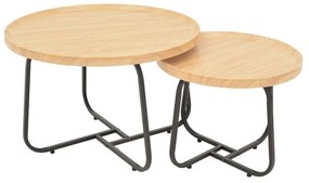 Τραπέζια Σαλονιού Crismory 029-000242 (Σετ 2Τμχ) 50x50x40,5/70x70x46,5cm Natural-Black