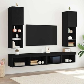 vidaXL Σετ επίπλου τηλεόρασης 2 pcs Μαύρη Οξυά Επεξεργασμένο Ξύλο