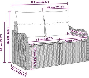 vidaXL Σετ Καναπέ Κήπου με μαξιλάρι με μαξιλάρι 9 pcs Μπεζ Πολυ Ρατάν
