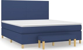 vidaXL Κρεβάτι Boxspring με Στρώμα Μπλε 160x200 εκ. Υφασμάτινο