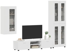 vidaXL Σετ επίπλου τηλεόρασης με συρτάρι Λευκό Επεξεργασμένο ξύλο