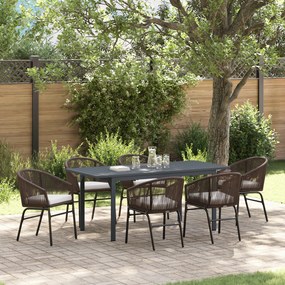 vidaXL Σετ Φαγητού Κήπου 7 pcs Καφέ Μεσαίο Σκελετός Μετάλλου
