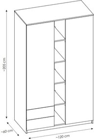 Ντουλάπα Ember δίφυλλη - 120.00Χ60.00Χ205.00cm