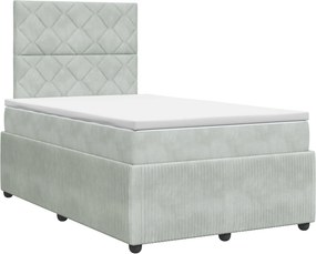 vidaXL Κρεβάτι box spring με στρώμα Ανοιχτό γκρι 120 x 190 cm Βελούδο