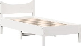 vidaXL Σκελετός Κρεβ. Χωρίς Στρώμα Λευκό 75x190 εκ Μασίφ Πεύκο