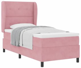 vidaXL Κρεβάτι με ελατήρια με στρώμα Ροζ 90 x 200 cm Βελούδο