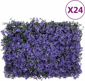  vidaXL Φράχτης 24 τεμ. Μοβ 40 x 60 εκ. από Τεχνητά Φύλλα