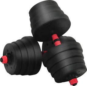 vidaXL Σέτ Αλτήρων 4 σε 1 30 κιλά Μαύρο και Κόκκινο